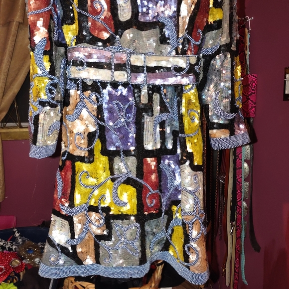 LinZas California Vintage Art Deco Sequined Coat L - Picture 8 of 12